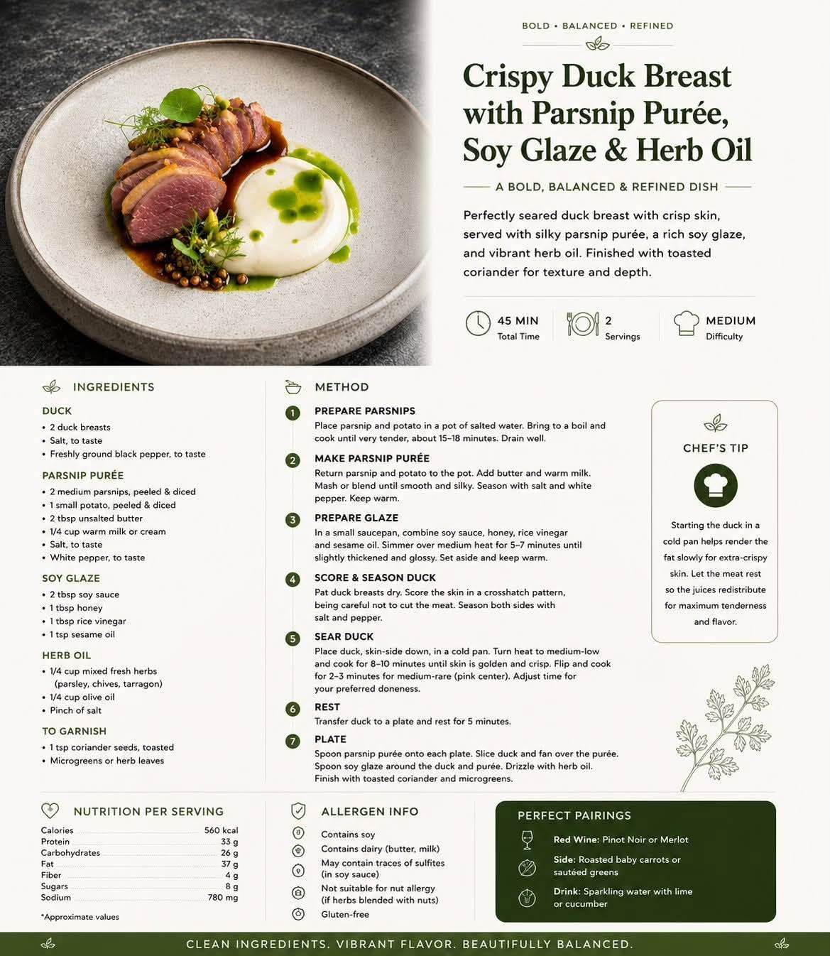 Duck breast with soy glaze