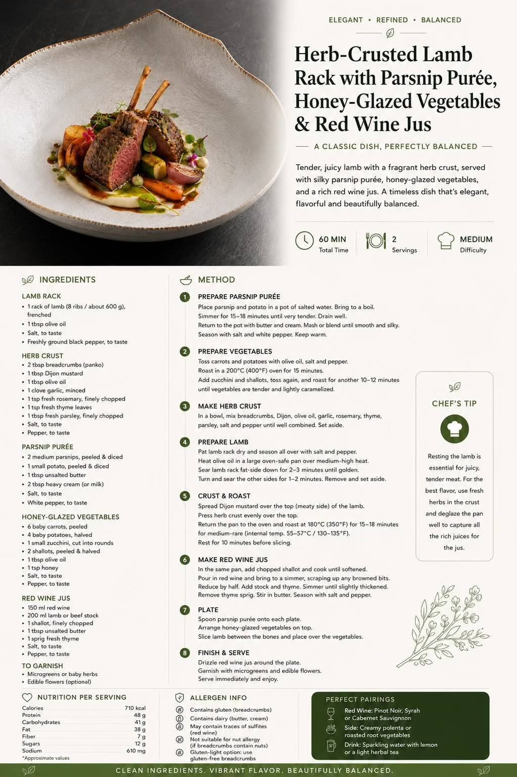 Lamb with red wine jus