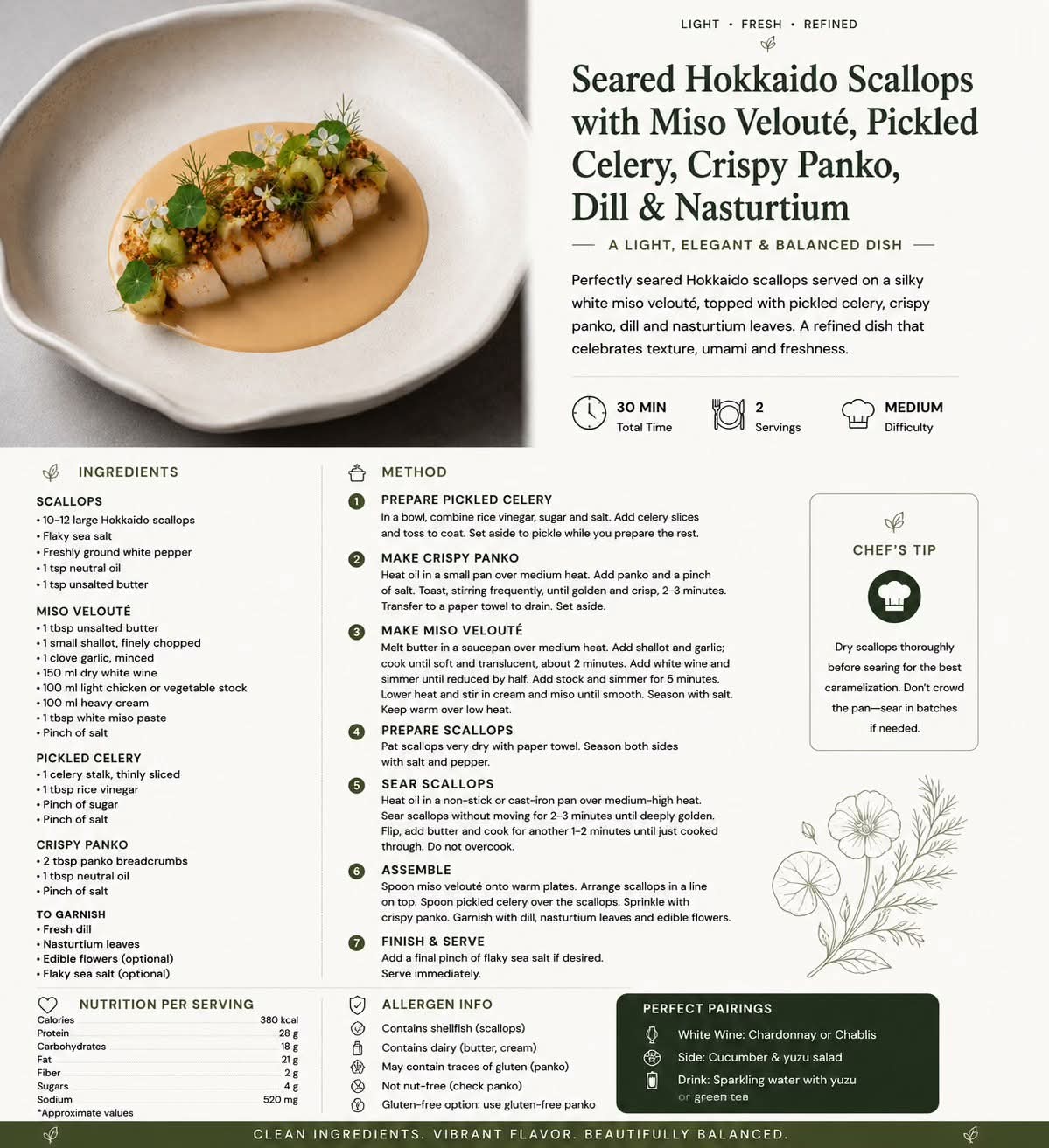 Scallops with miso veloute