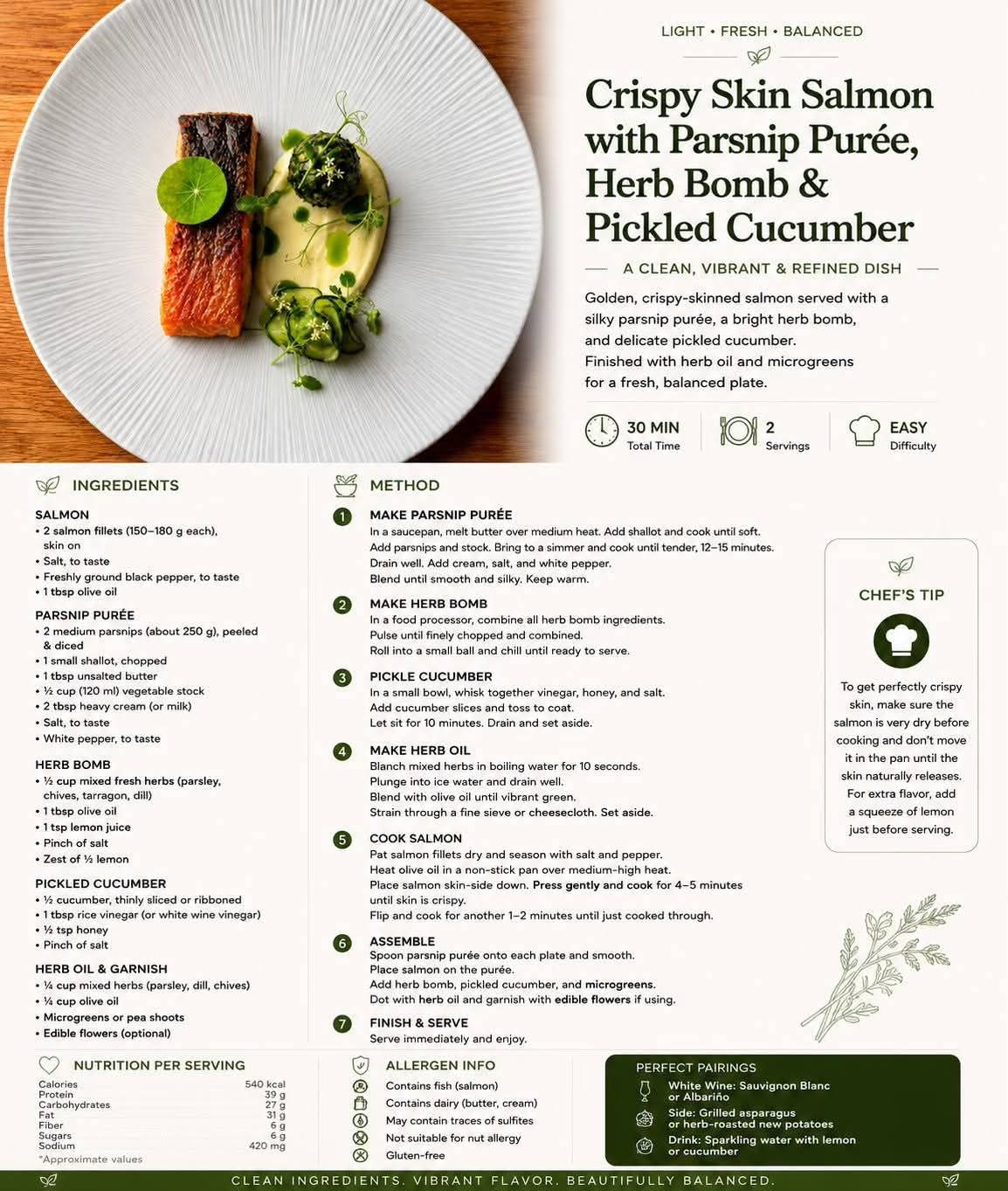 crispy salmon skin with parsnip puree